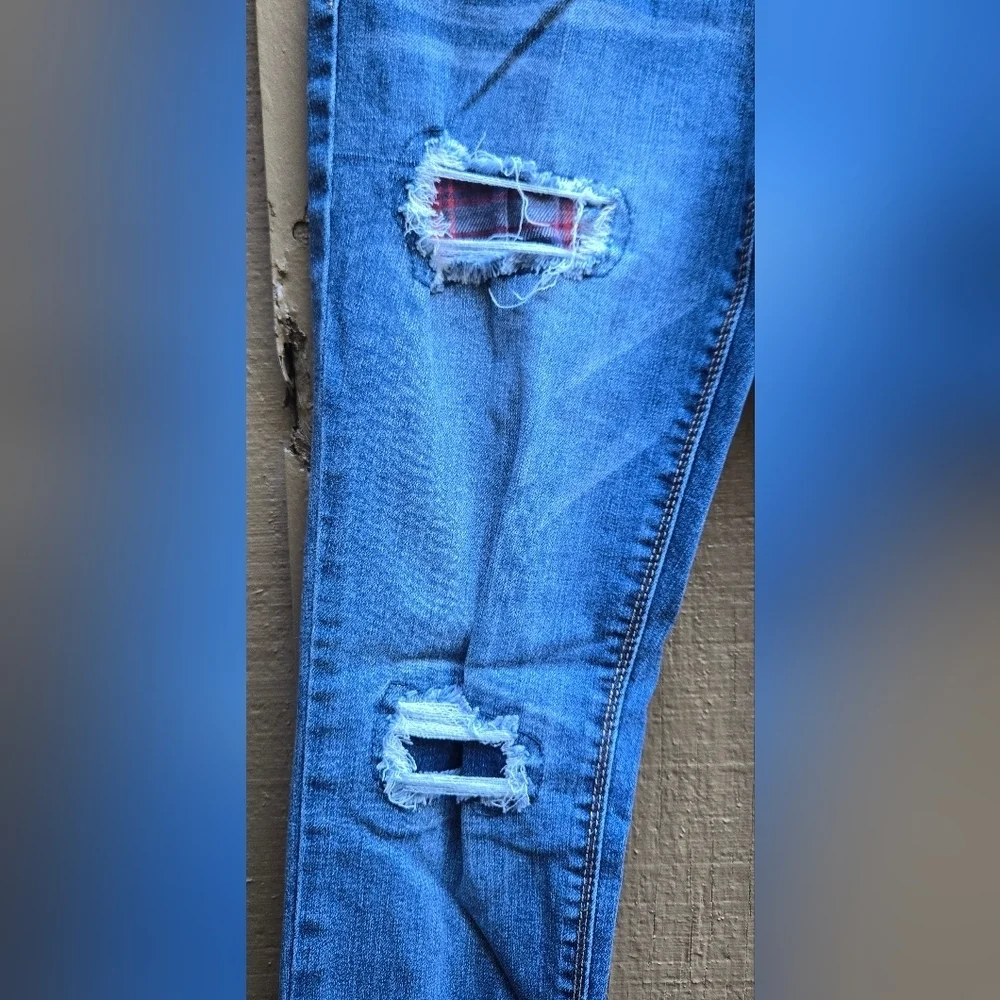 Imperial Star Ripped Blue Ankle Jeans GIRLS SZ 14